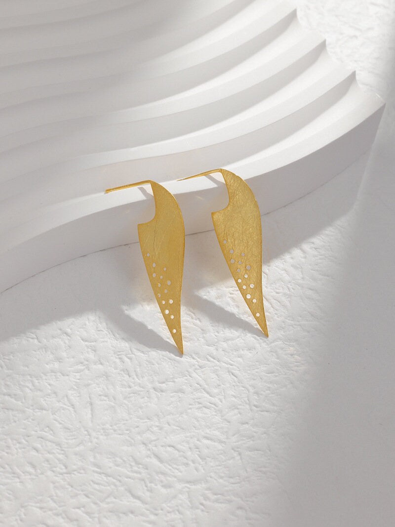 Abstract Leaf Earrings-Sterling Silver Long Leaf Earrings-Abstract Art-Silver Plant Jewelry-Gift for her cindysilverstudio
