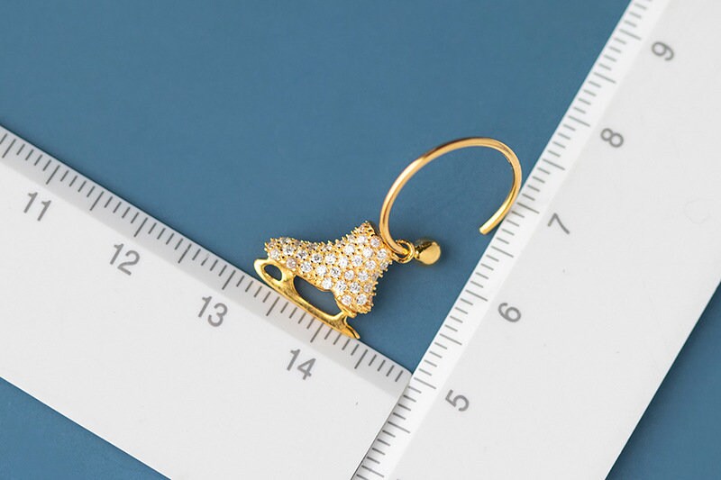 Ice Skates Earring-Sterling Silver Ice Skates Zircon Hoop Earring-Sparkling Zircon-Ice Sport Jewelry-Gift for her cindysilverstudio
