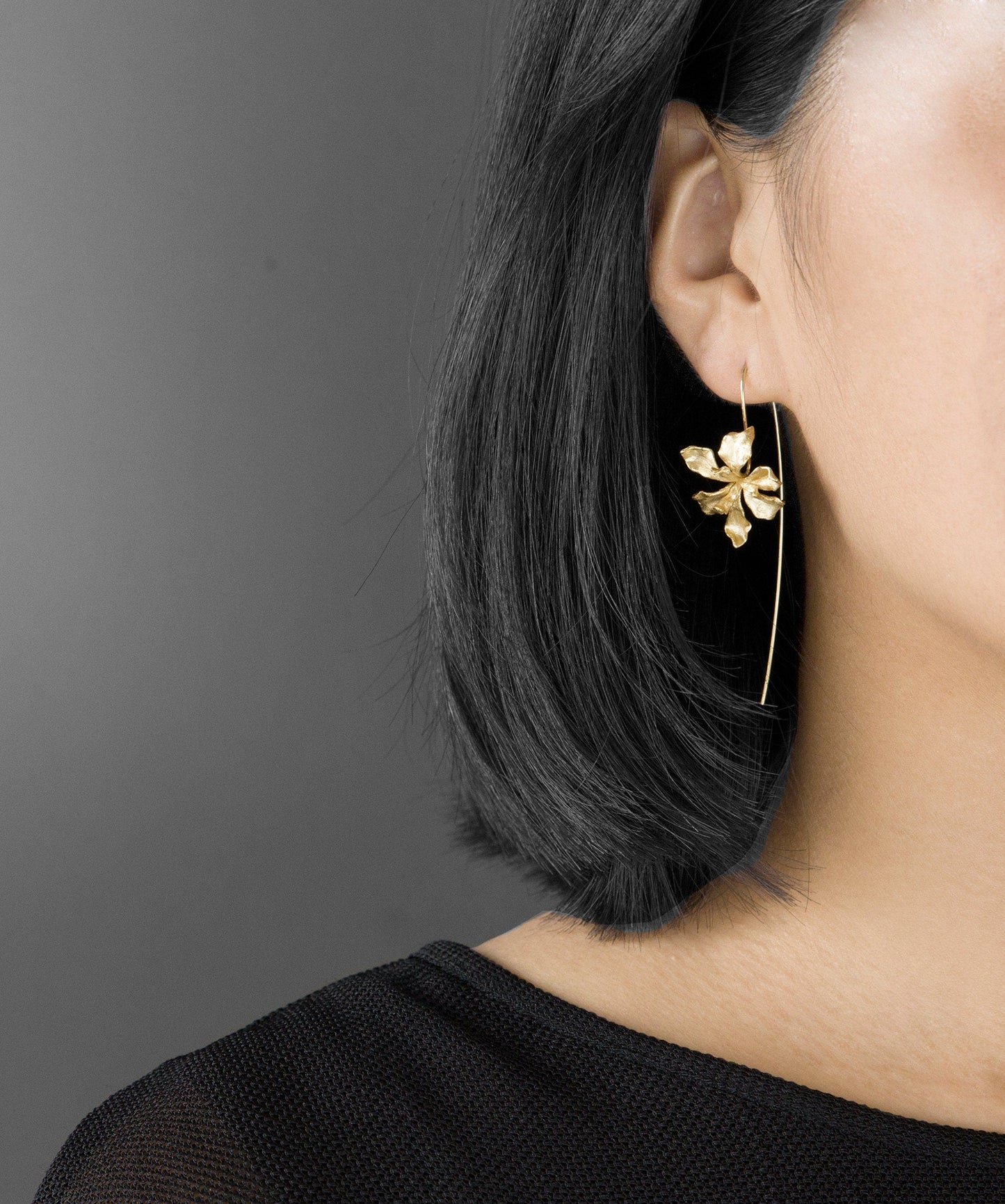 Irises Flower Charm Earring-Sterling Silver Blossom Flower Dangle Earring-Long Dangle-Dainty Floral Jewelry-Gift for her cindysilverstudio
