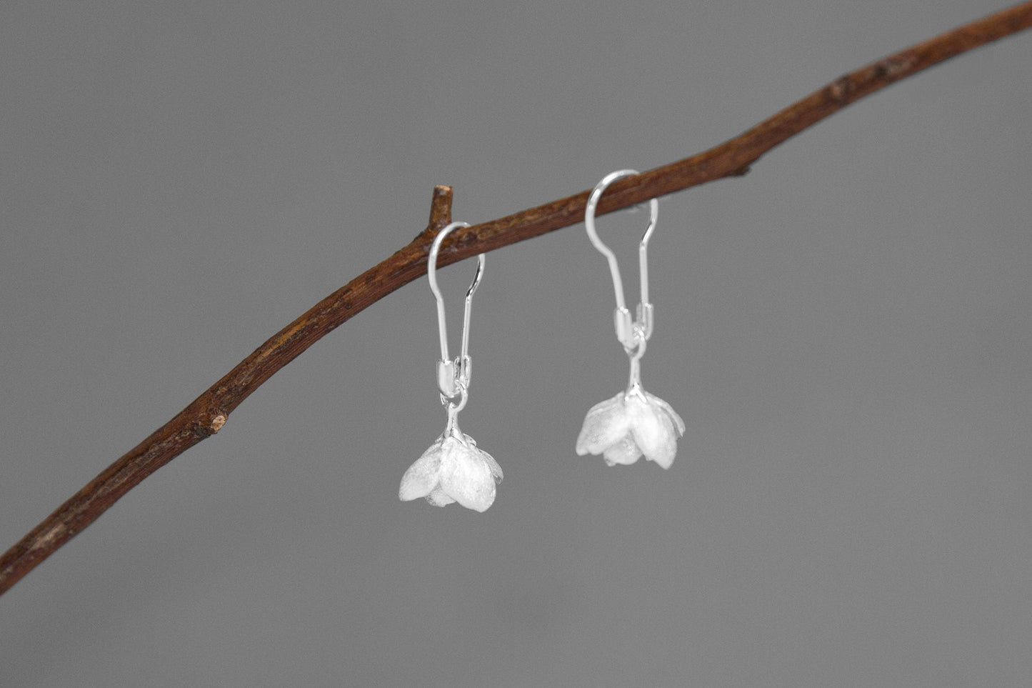 Jasmine Flower Charm Earring-Sterling Silver Safety Pin Blossom Flower Dangle Earring-Floral Jewelry-Jasmine Jewelry-Gift for her cindysilverstudio