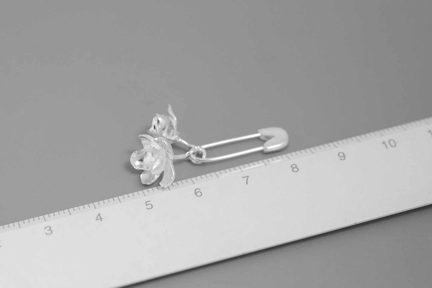 Jasmine Flower Charm Necklace-Sterling Silver Safety Pin Blossom Flower Pendant-Floral Jewelry-Jasmine Jewelry-Gift for her cindysilverstudio
