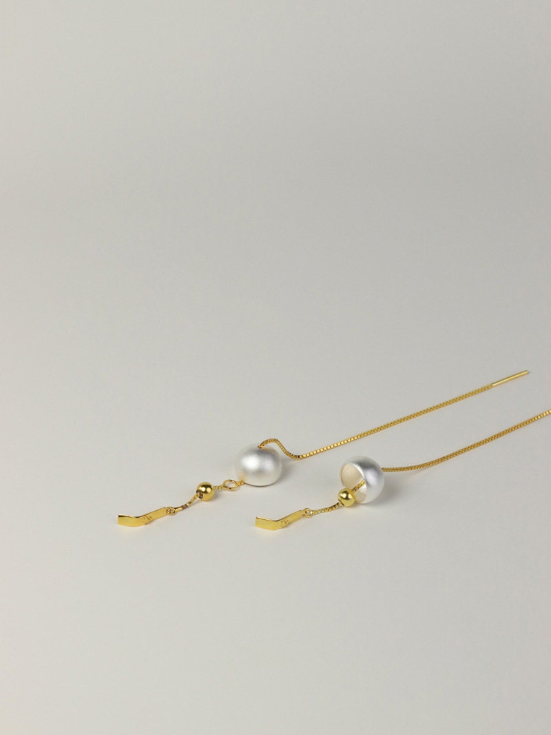 Wind Chime Charm Earring-Sterling Silver Japan Style Wind Bell Earthread-Long Thread-Blessing Jewelry-Gift for her cindysilverstudio