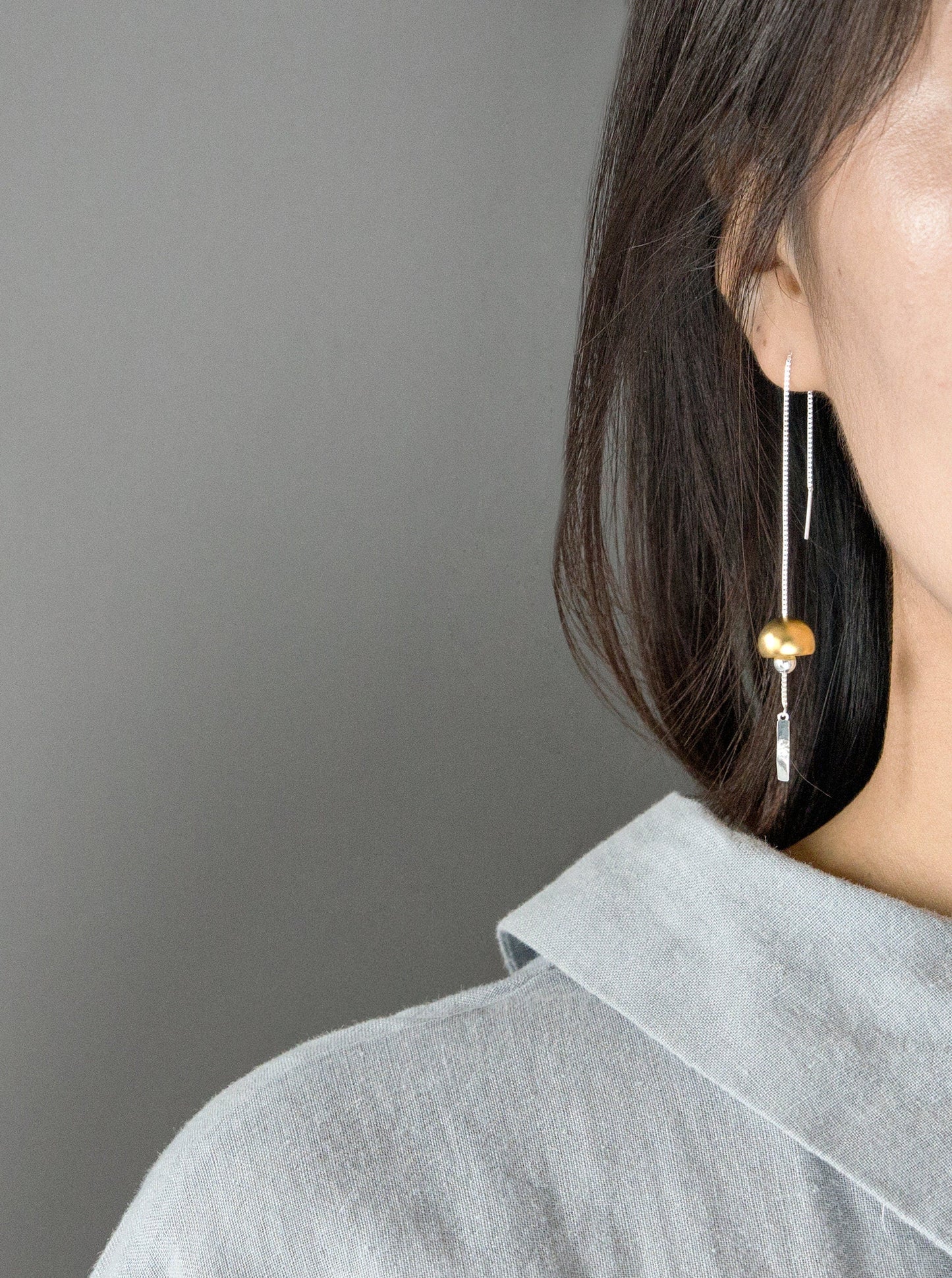 Wind Chime Charm Earring-Sterling Silver Japan Style Wind Bell Earthread-Long Thread-Blessing Jewelry-Gift for her cindysilverstudio