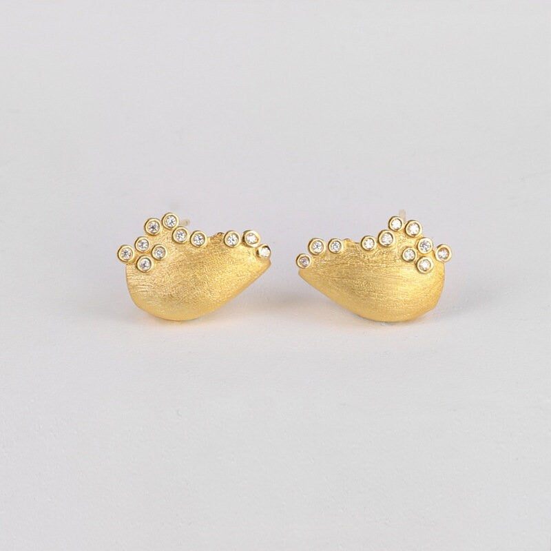 Zircon Basket Earrings-Sterling Silver Basket Charm Zircon Stud Earrings-Birthstone Zircon-Silver Zircon Jewelry-Gift for her cindysilverstudio