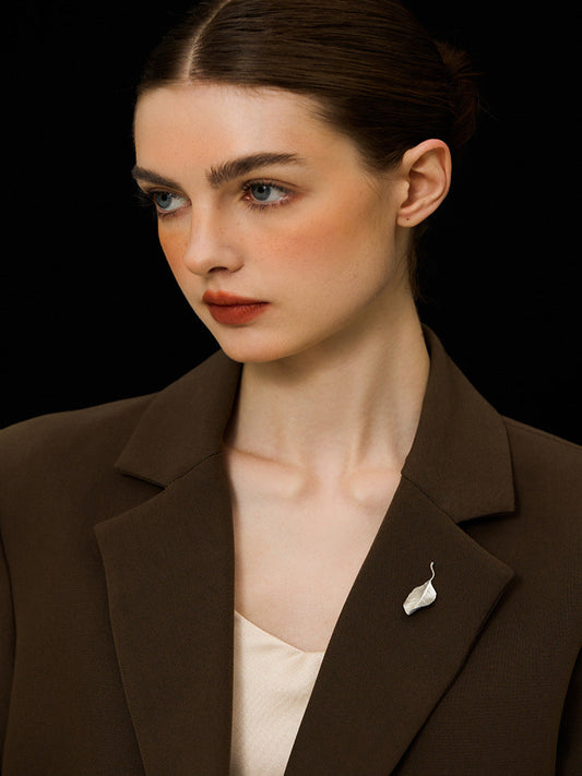 Autumn Leaves Charm Brooch-Sterling Silver Fall Leaves Brooch-Matt Silver-Harvest Thanksgiving Jewelry-Gift for woman