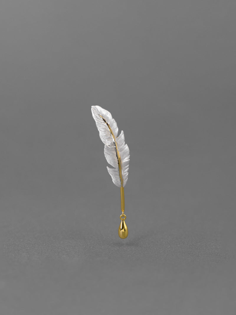 Quill Pen Brooch-Sterling Silver Feather Pen Brooch-Quill Pen and Ink-Antique Plume Jewelry-Gift for Women