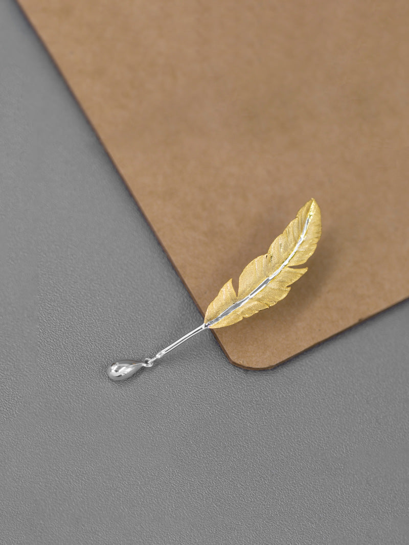 Quill Pen Brooch-Sterling Silver Feather Pen Brooch-Quill Pen and Ink-Antique Plume Jewelry-Gift for Women