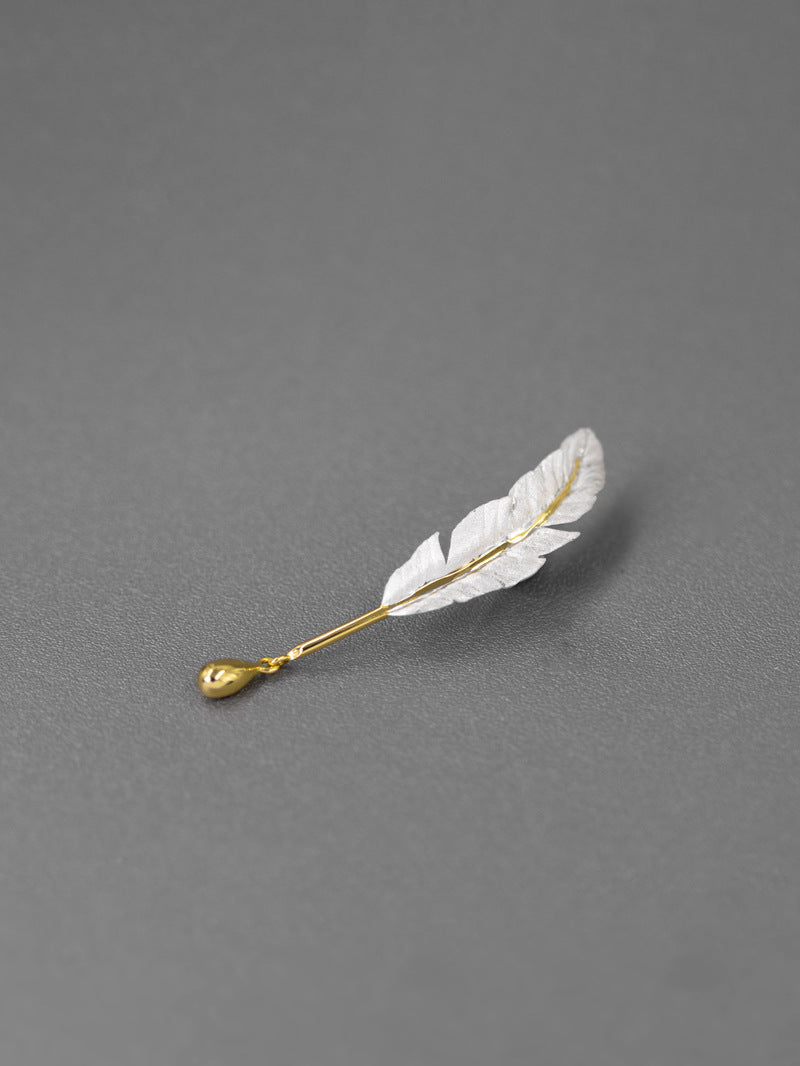 Quill Pen Brooch-Sterling Silver Feather Pen Brooch-Quill Pen and Ink-Antique Plume Jewelry-Gift for Women