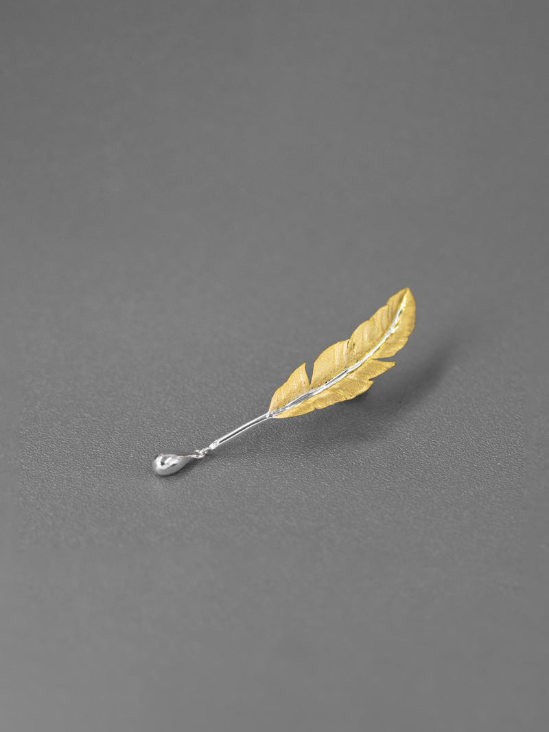 Quill Pen Brooch-Sterling Silver Feather Pen Brooch-Quill Pen and Ink-Antique Plume Jewelry-Gift for Women