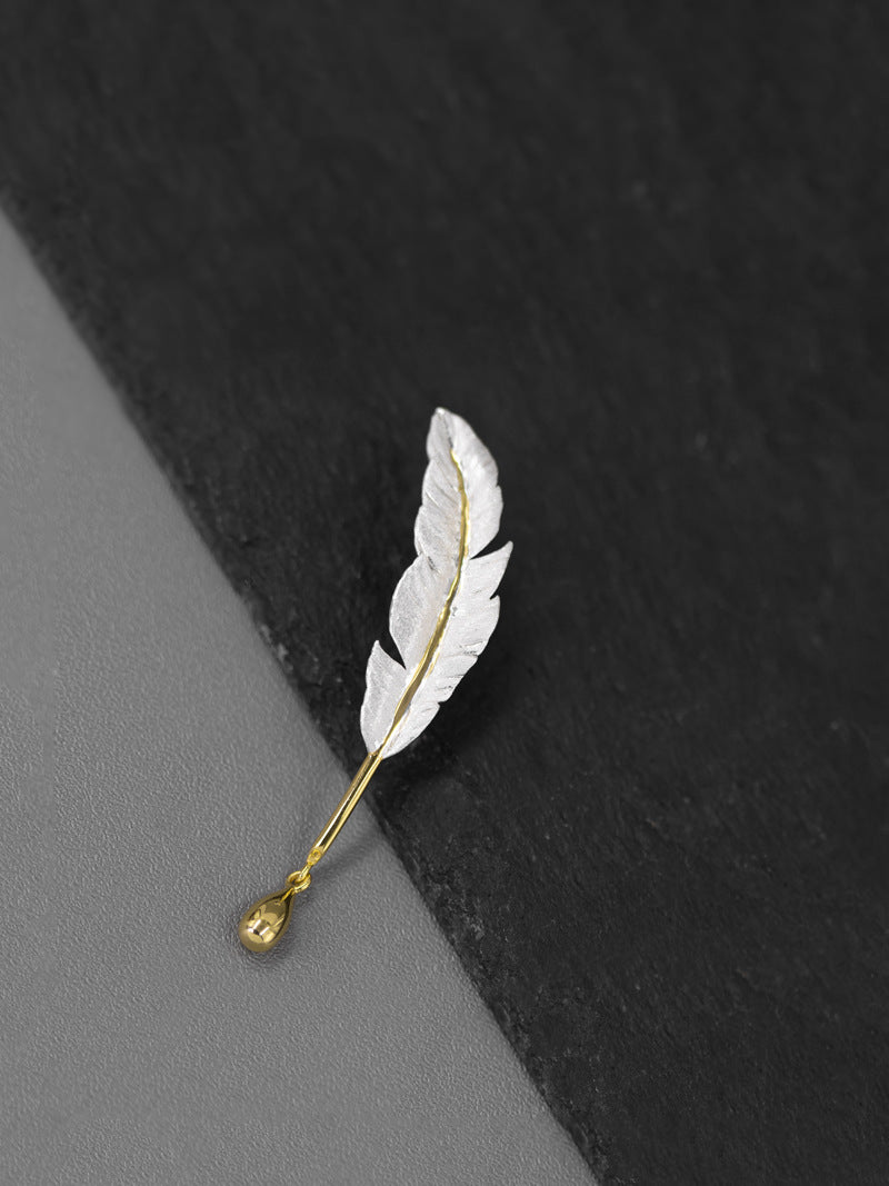 Quill Pen Brooch-Sterling Silver Feather Pen Brooch-Quill Pen and Ink-Antique Plume Jewelry-Gift for Women
