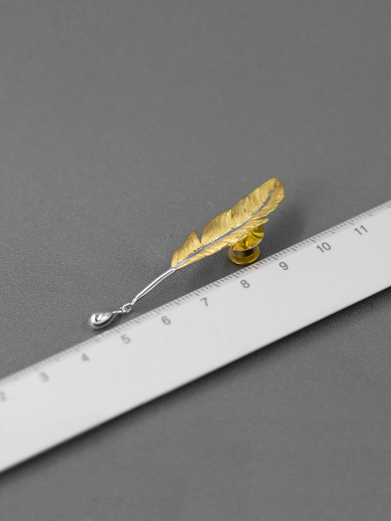 Quill Pen Brooch-Sterling Silver Feather Pen Brooch-Quill Pen and Ink-Antique Plume Jewelry-Gift for Women