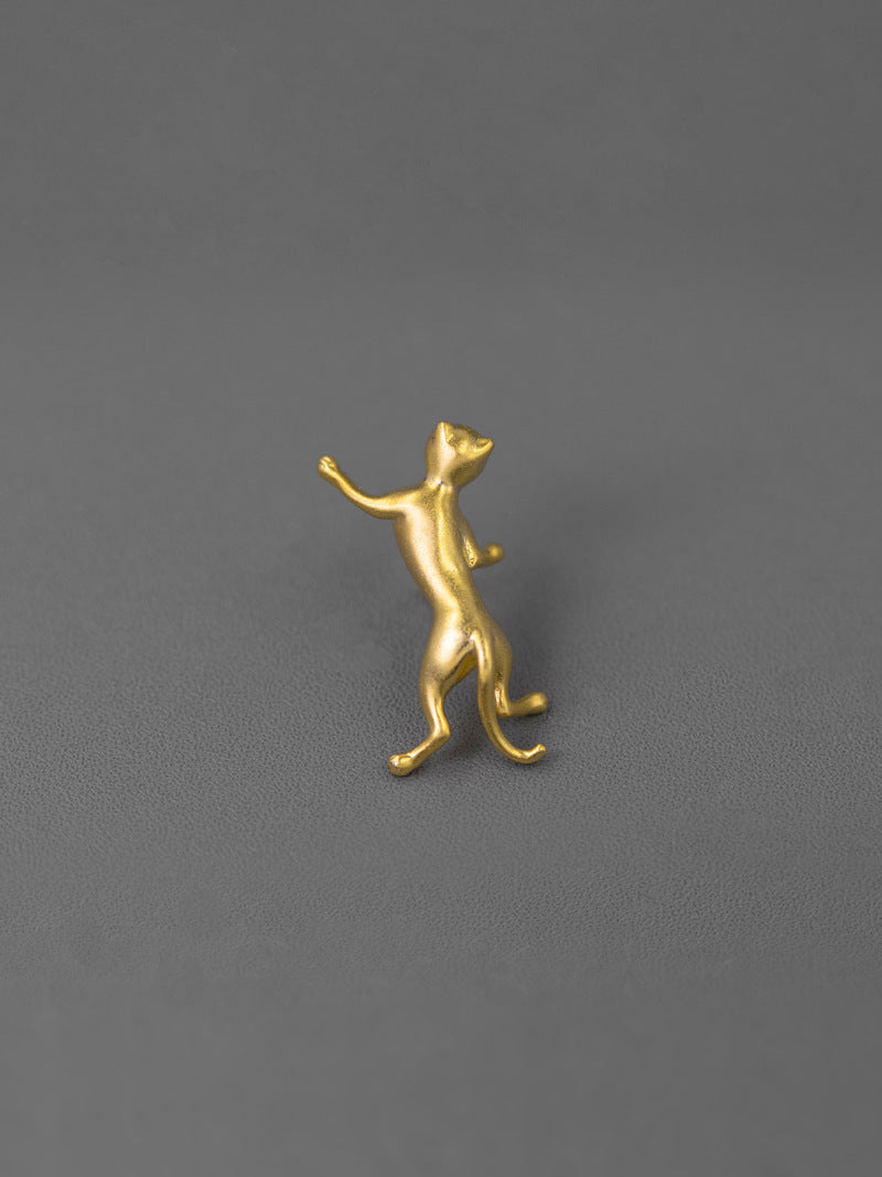 Cat Charm Brooch-Sterling Silver Cute Cat Brooch-Lovely Kitten-Silver Animal Jewelry-Gift for her