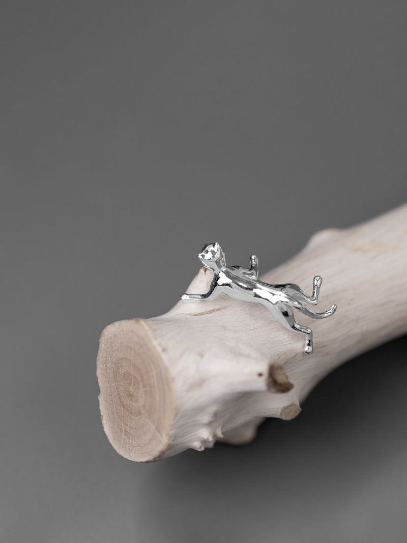 Cat Charm Brooch-Sterling Silver Cute Cat Brooch-Lovely Kitten-Silver Animal Jewelry-Gift for her