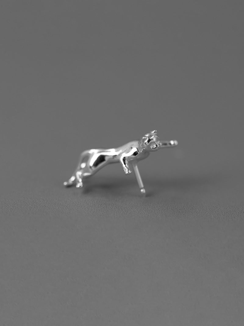 Cat Charm Brooch-Sterling Silver Cute Cat Brooch-Lovely Kitten-Silver Animal Jewelry-Gift for her