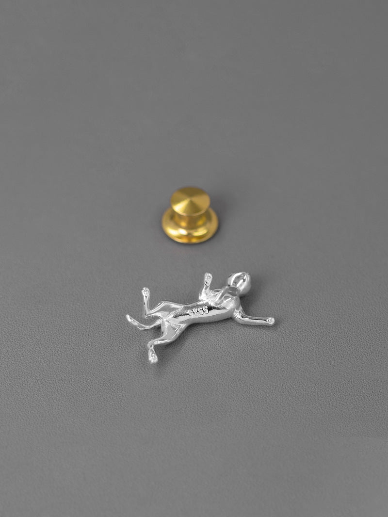 Cat Charm Brooch-Sterling Silver Cute Cat Brooch-Lovely Kitten-Silver Animal Jewelry-Gift for her