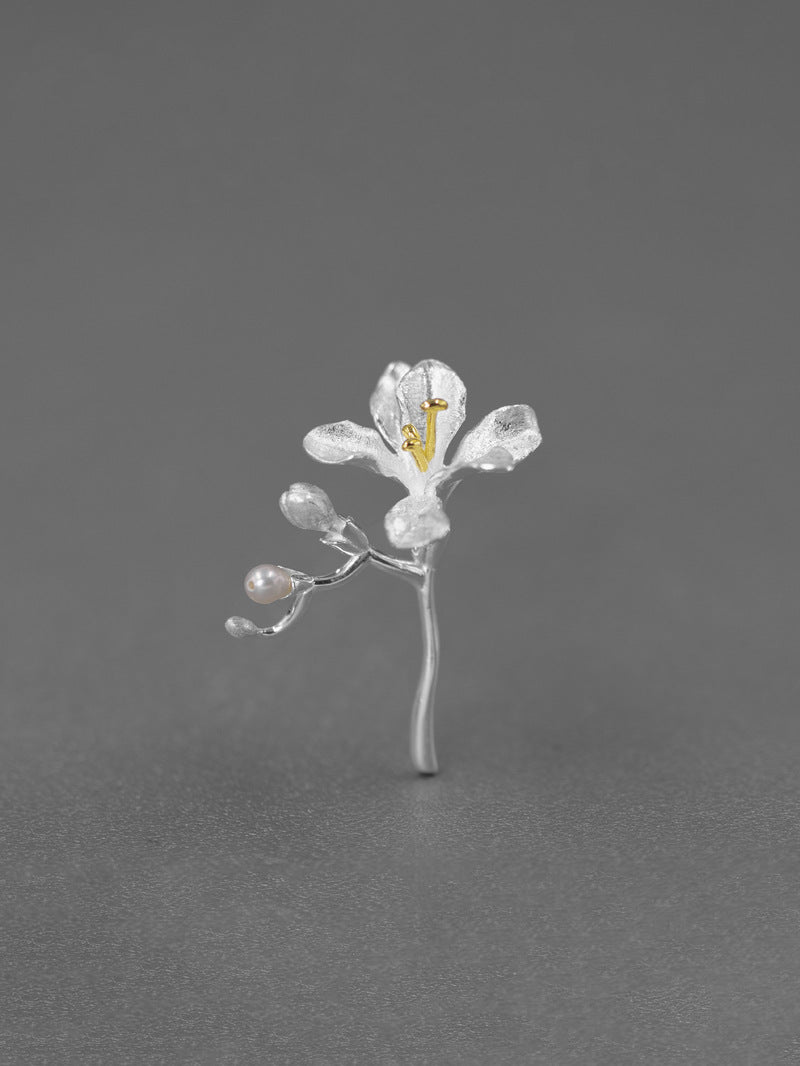 Freesia Flower Brooch-Sterling Silver Freesia Flower Pin-Spring Flower-Dainty Floral Jewelry-Mother's Day Gift