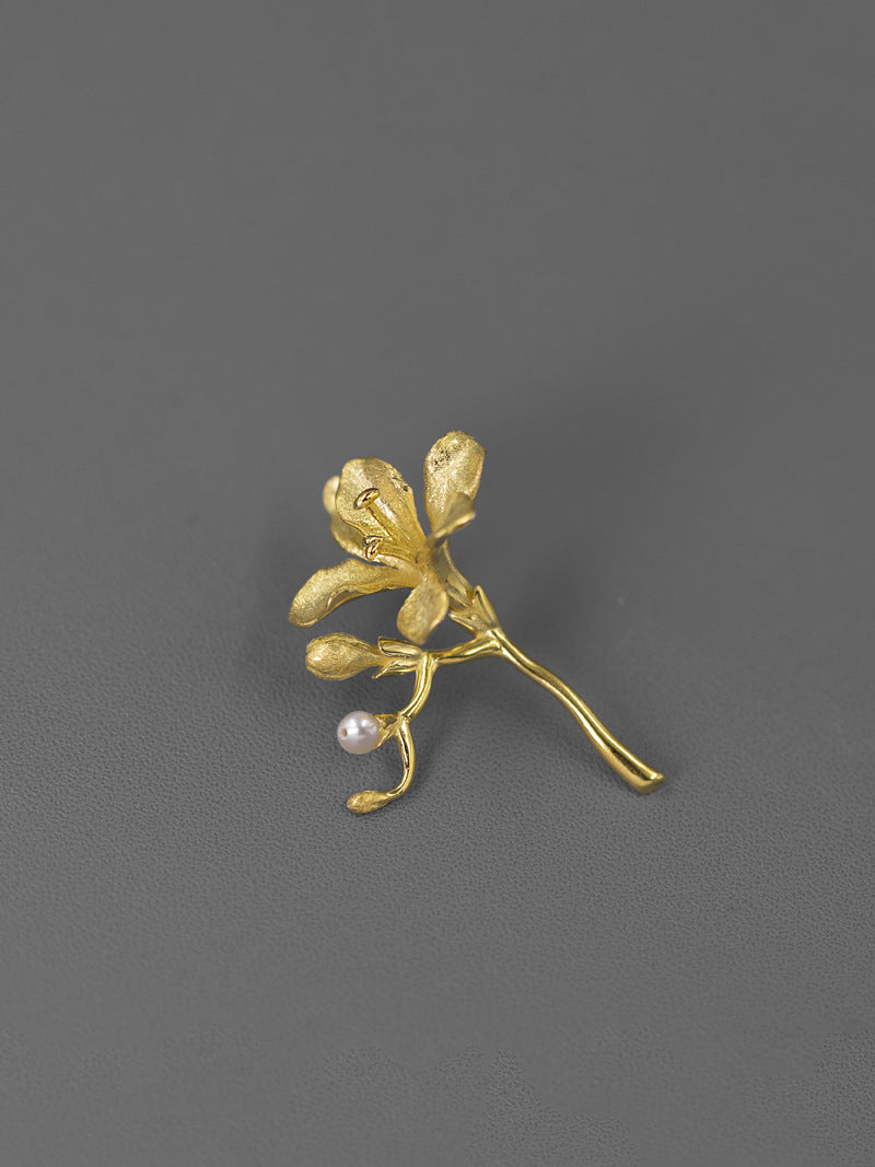 Freesia Flower Brooch-Sterling Silver Freesia Flower Pin-Spring Flower-Dainty Floral Jewelry-Mother's Day Gift