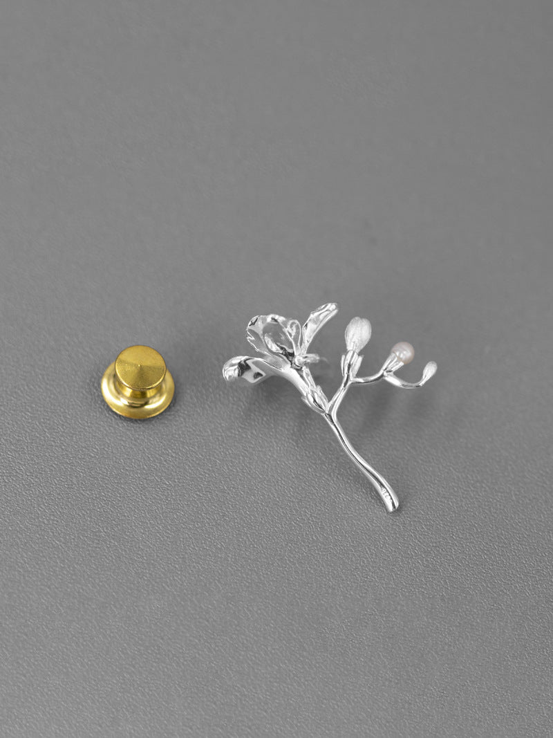 Freesia Flower Brooch-Sterling Silver Freesia Flower Pin-Spring Flower-Dainty Floral Jewelry-Mother's Day Gift
