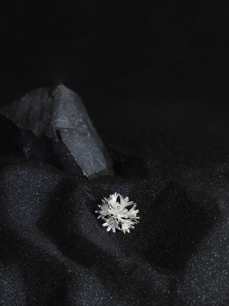 Cornflower Brooch-Sterling Silver Cornflower Floral Brooch-Gold Silver Tone-Silver Floral Jewelry-Gift for her