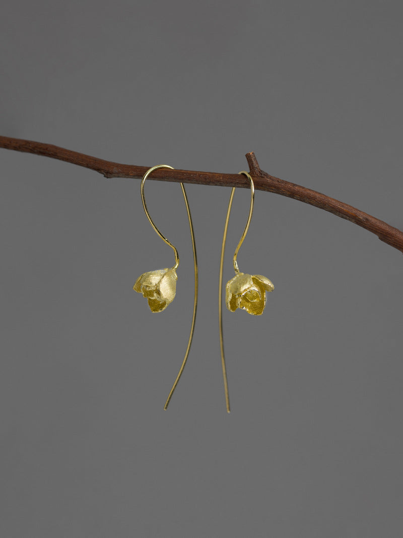 Jasmine Flower Earring-Sterling Silver Flower Charm Dangle-Real Flower-Glossy Twig-Jasmine Jewelry-Gift for her