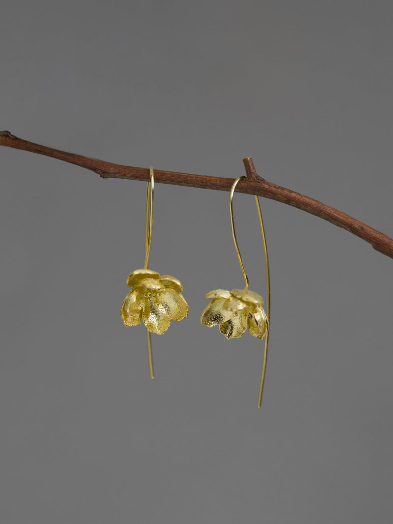 Jasmine Flower Earring-Sterling Silver Flower Charm Dangle-Real Flower-Glossy Twig-Jasmine Jewelry-Gift for her