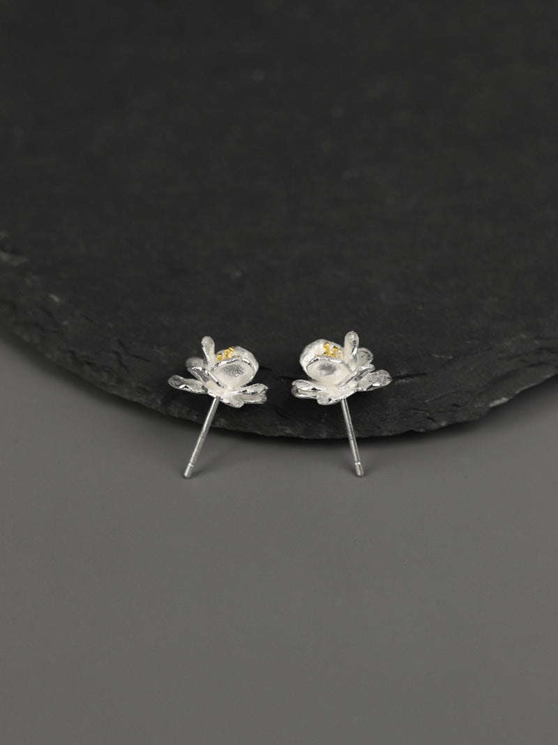 Camellia Flower Charm Earring-Sterling Silver Blossom Flower Dangle Earring-Spring Flower-Dainty Floral Jewelry-Gift for her