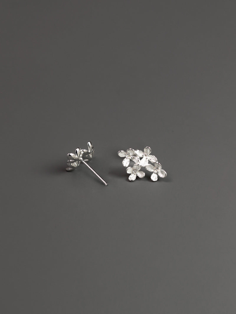 Sweet Osmanthus Charm Earring-Sterling Silver Blossom Flower Stud Earring-Small Flower-Floral Flower Jewelry-Gift for her