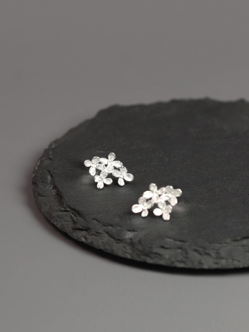 Sweet Osmanthus Charm Earring-Sterling Silver Blossom Flower Stud Earring-Small Flower-Floral Flower Jewelry-Gift for her