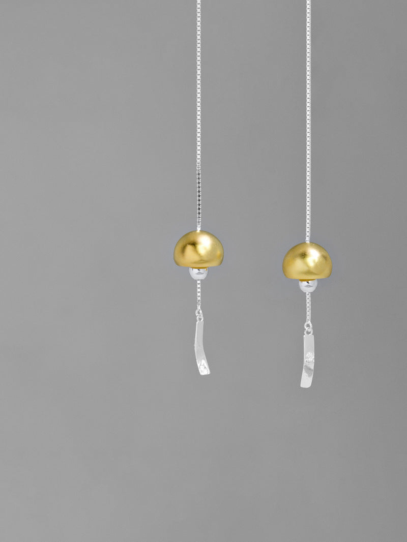Wind Chime Charm Earring-Sterling Silver Japan Style Wind Bell Earthread-Long Thread-Blessing Jewelry-Gift for her