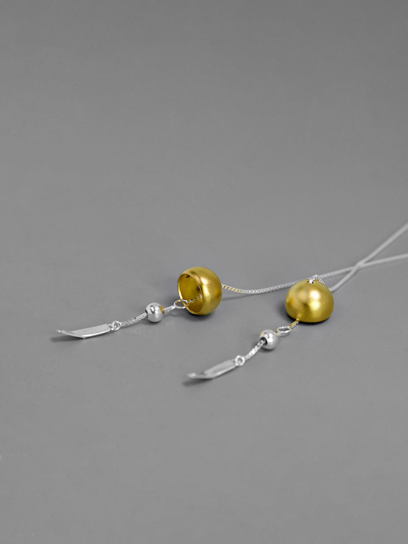 Wind Chime Charm Earring-Sterling Silver Japan Style Wind Bell Earthread-Long Thread-Blessing Jewelry-Gift for her