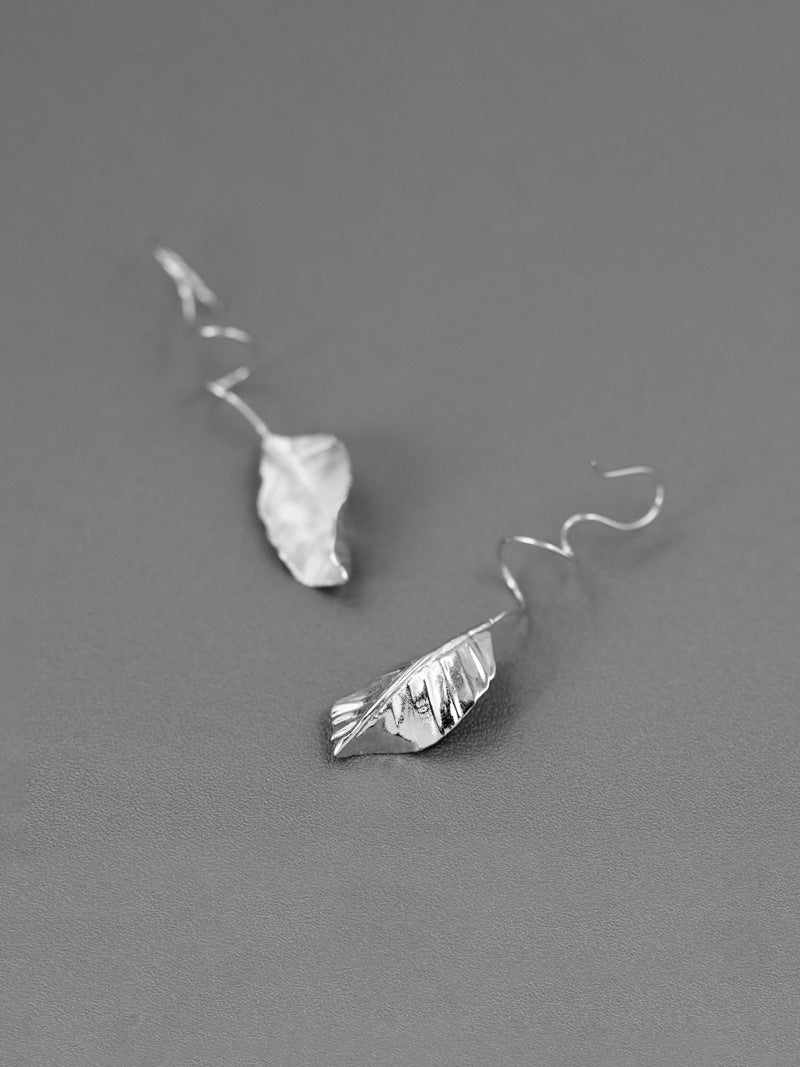 Autumn Leaves Charm Earrings-Sterling Silver Fall Leaves Dangle Earrings-Matt Silver-Harvest Thanksgiving Jewelry-Gift for woman