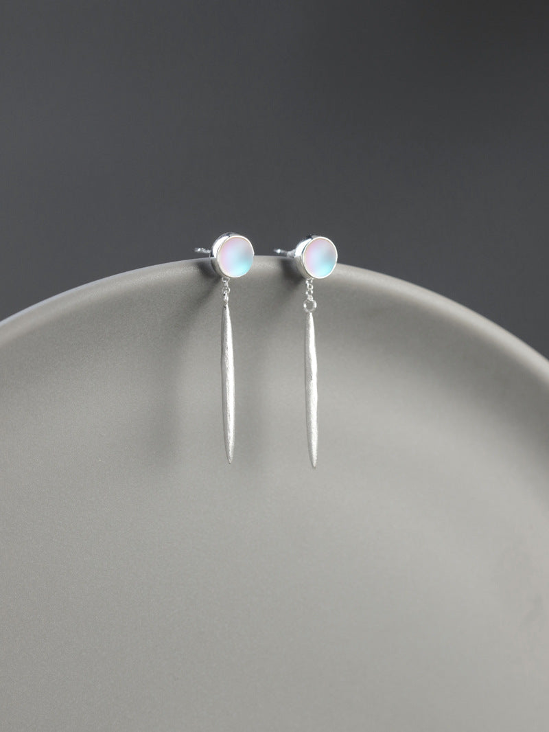 Colored Glaze Disc Earrings-Sterling Silver Spindle Drop Earrings-Gemstone Disc-Silver Gemstone Jewelry-Gift for her