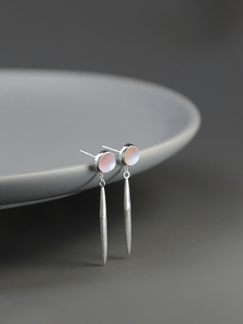 Colored Glaze Disc Earrings-Sterling Silver Spindle Drop Earrings-Gemstone Disc-Silver Gemstone Jewelry-Gift for her