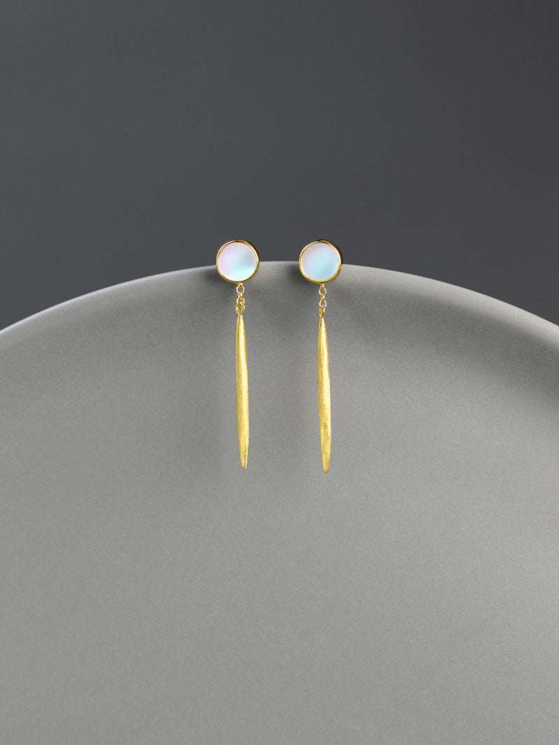 Colored Glaze Disc Earrings-Sterling Silver Spindle Drop Earrings-Gemstone Disc-Silver Gemstone Jewelry-Gift for her