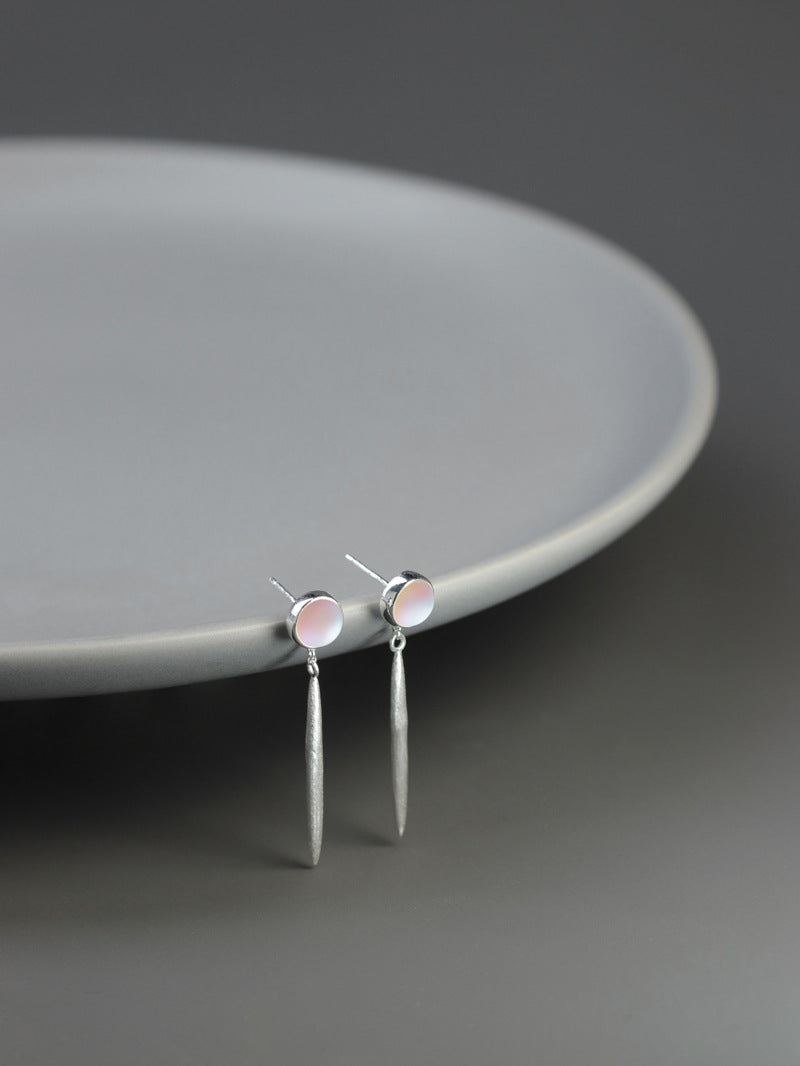 Colored Glaze Disc Earrings-Sterling Silver Spindle Drop Earrings-Gemstone Disc-Silver Gemstone Jewelry-Gift for her