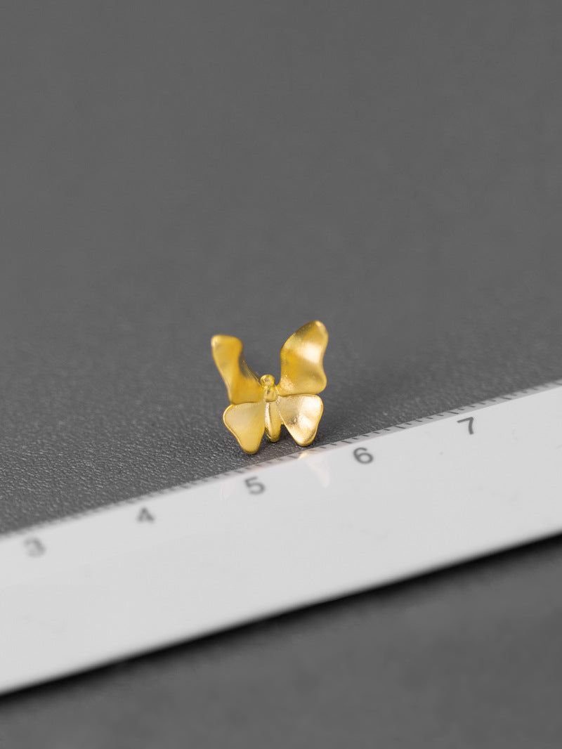 Small Butterfly Charm Earring-Sterling Silver Butterfly Stud Earring-Small Wing-Silver Insect Jewelry-Gift for her