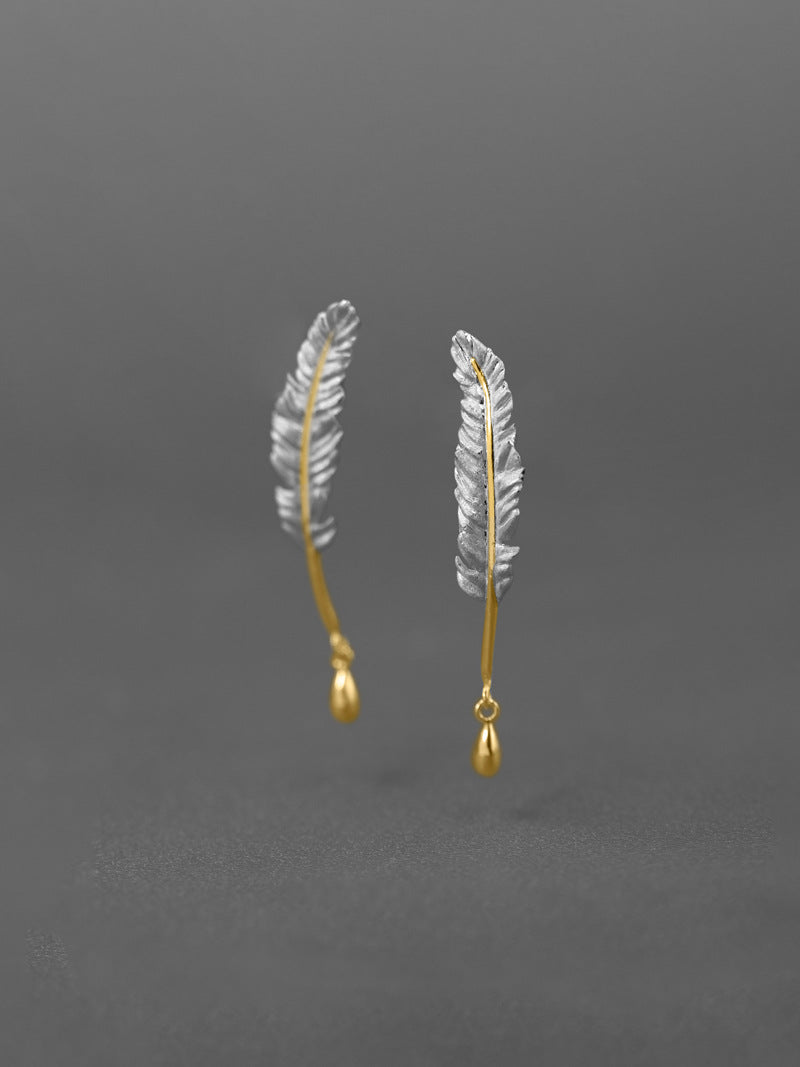 Quill Pen Earrings-Sterling Silver Feather Pen Earrings-Quill Pen and Ink-Antique Plume Jewelry-Gift for Women