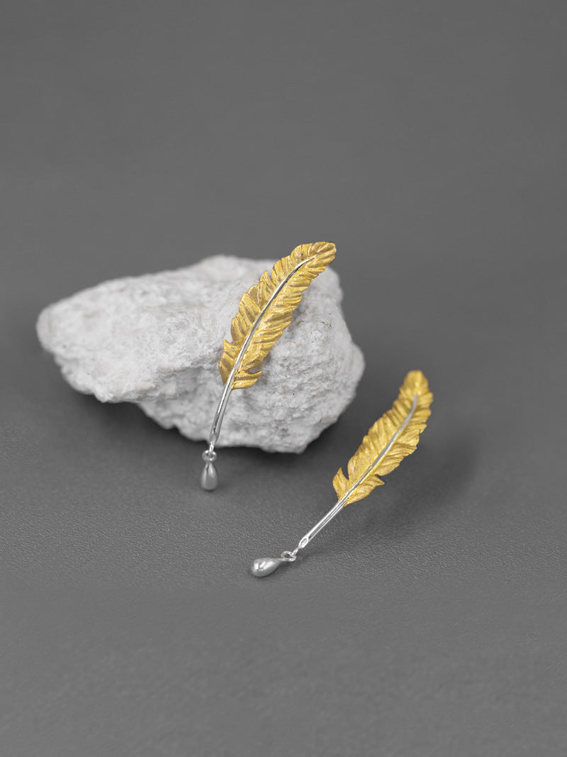 Quill Pen Earrings-Sterling Silver Feather Pen Earrings-Quill Pen and Ink-Antique Plume Jewelry-Gift for Women