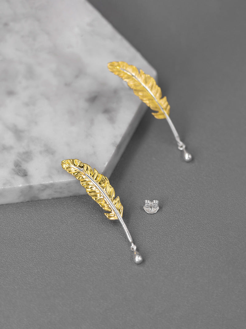 Quill Pen Earrings-Sterling Silver Feather Pen Earrings-Quill Pen and Ink-Antique Plume Jewelry-Gift for Women