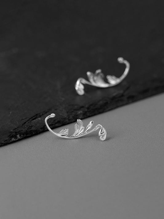 Acanthus Leaf Earring-Sterling Silver Leaf Stud Earring-Antique Leaf-Dainty Leaf Jewelry-Gift for Women