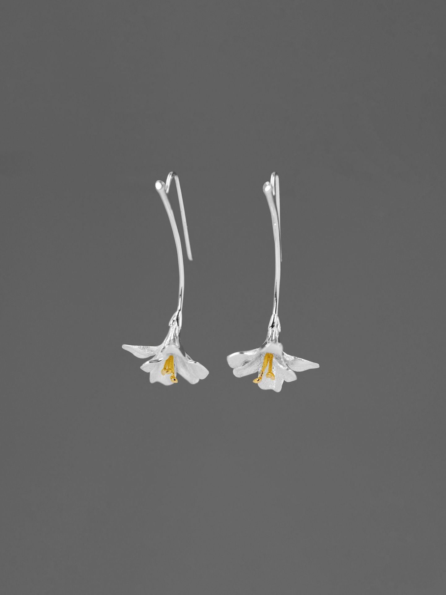 Freesia Flower Earring-Sterling Silver Freesia Flower Dangle Earring-Spring Flower-Dainty Floral Jewelry-Mother's Day Gift
