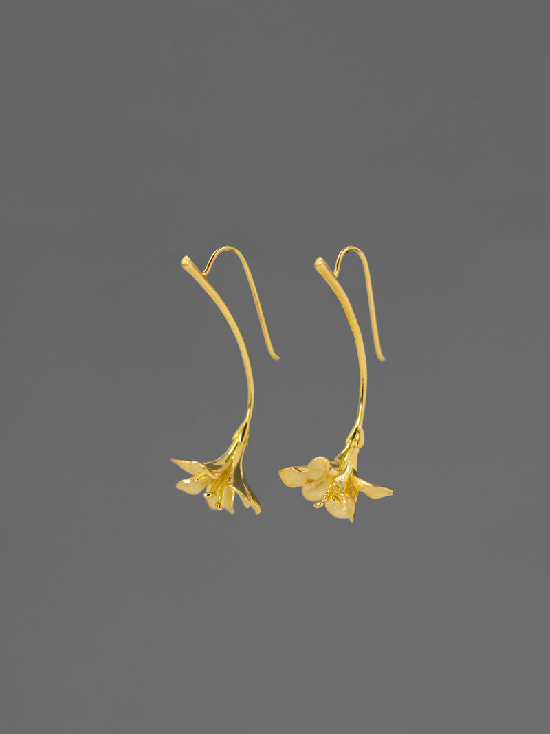 Freesia Flower Earring-Sterling Silver Freesia Flower Dangle Earring-Spring Flower-Dainty Floral Jewelry-Mother's Day Gift