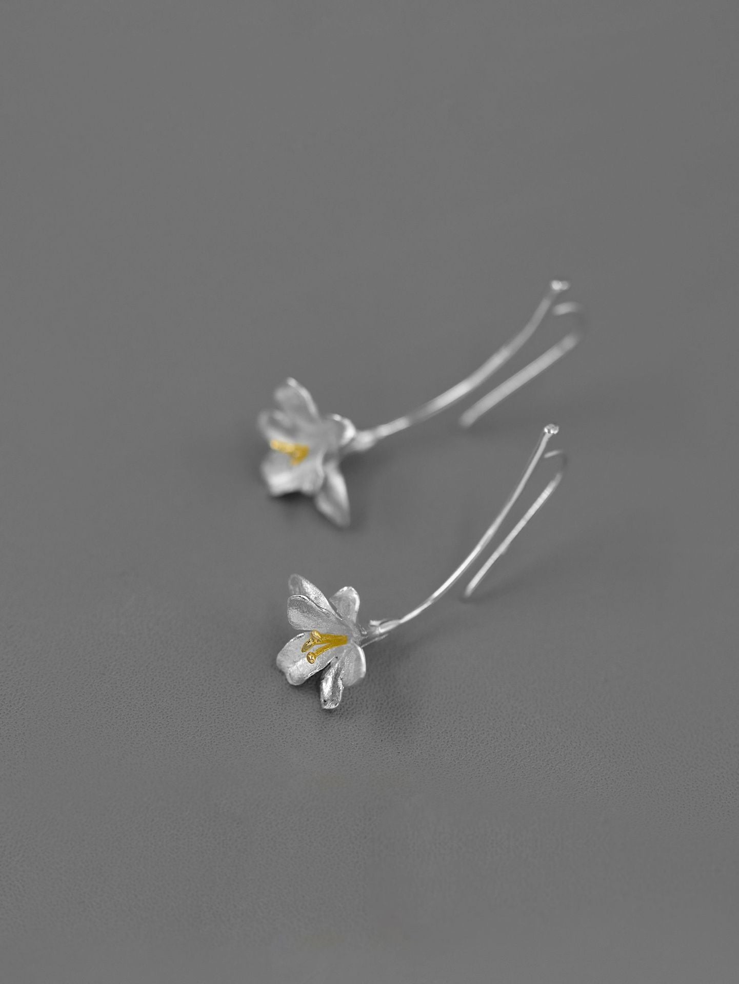Freesia Flower Earring-Sterling Silver Freesia Flower Dangle Earring-Spring Flower-Dainty Floral Jewelry-Mother's Day Gift