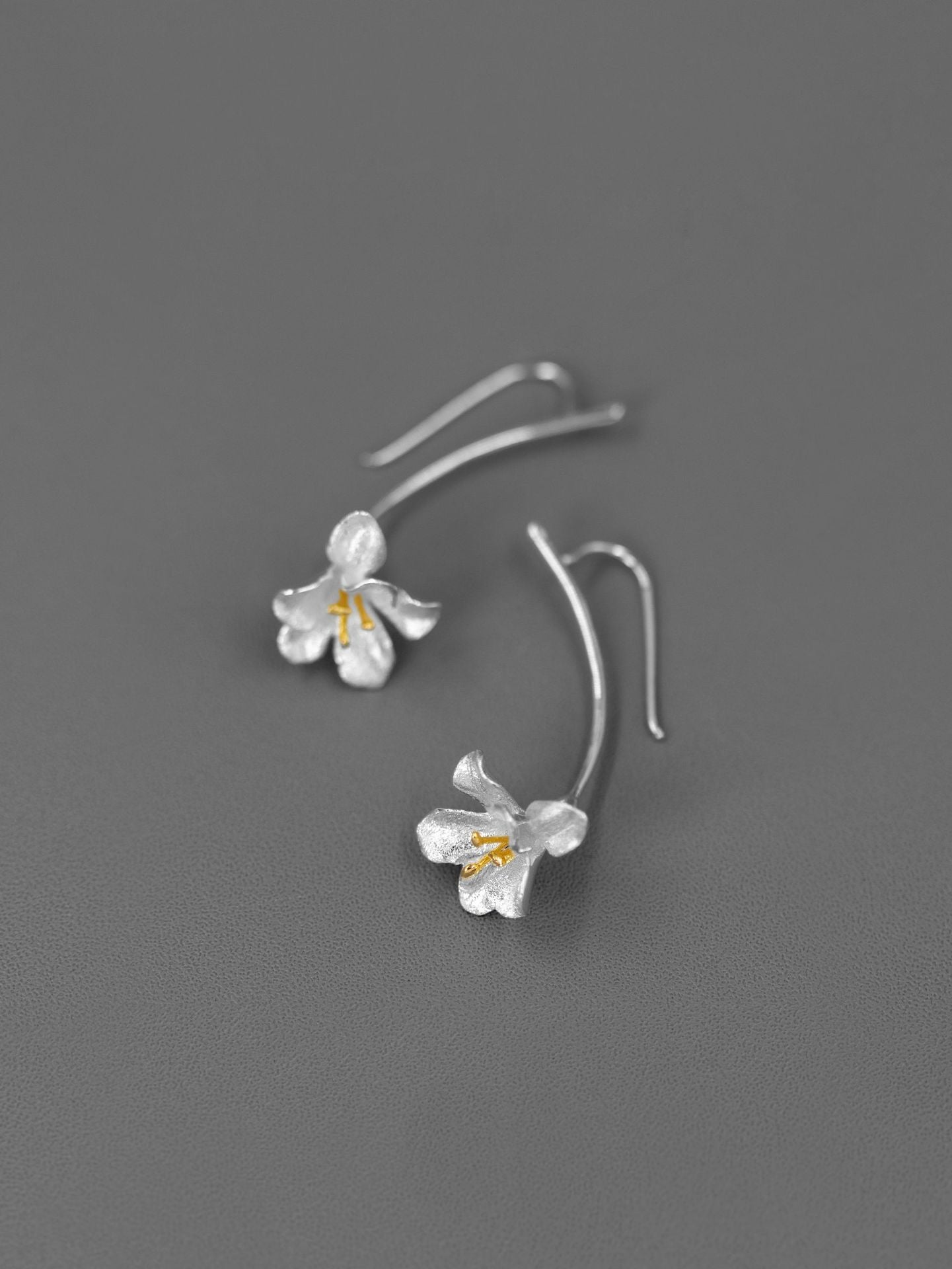 Freesia Flower Earring-Sterling Silver Freesia Flower Dangle Earring-Spring Flower-Dainty Floral Jewelry-Mother's Day Gift