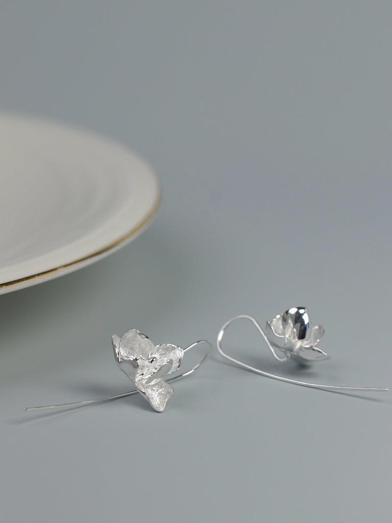 Orchid Flower Earrings-Sterling Silver Orchid Flower Dangle Earring-Phalaenopsis Orchid-Dainty Flower Jewelry-Gift for her