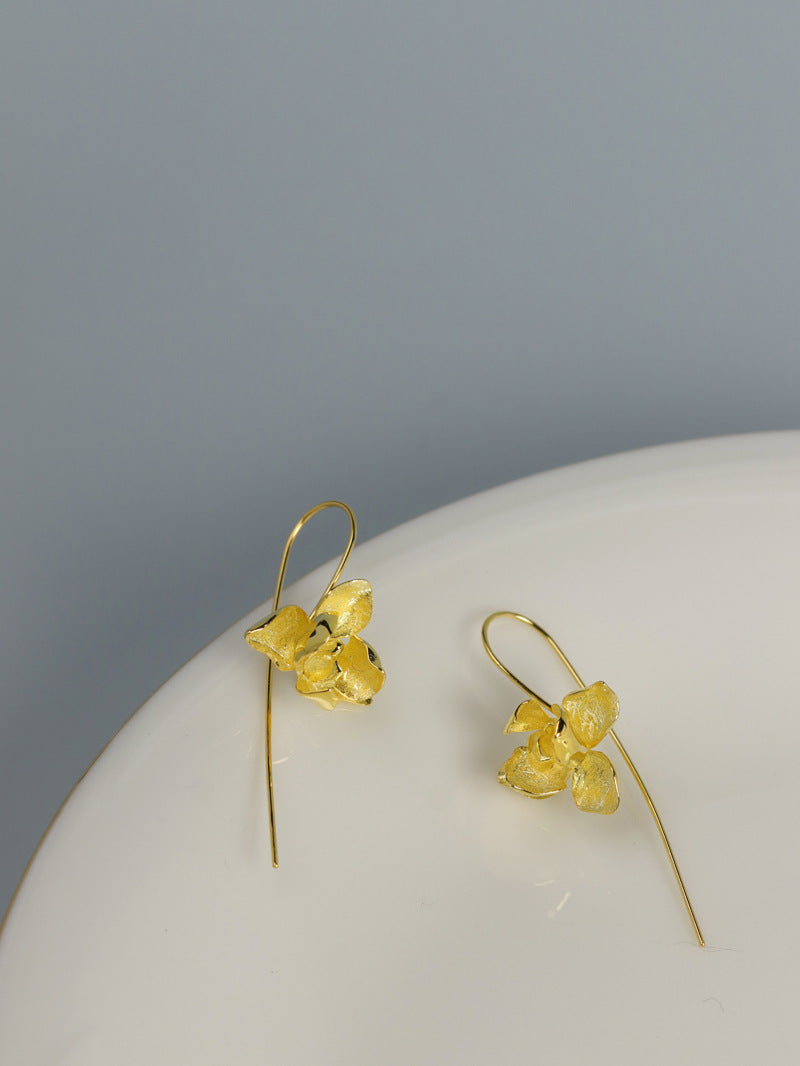 Orchid Flower Earrings-Sterling Silver Orchid Flower Dangle Earring-Phalaenopsis Orchid-Dainty Flower Jewelry-Gift for her