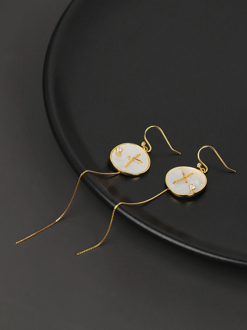 Southern Cross Tassel Earrings Long Tassel Hook White Shell Earrings DIY Design Gift for her