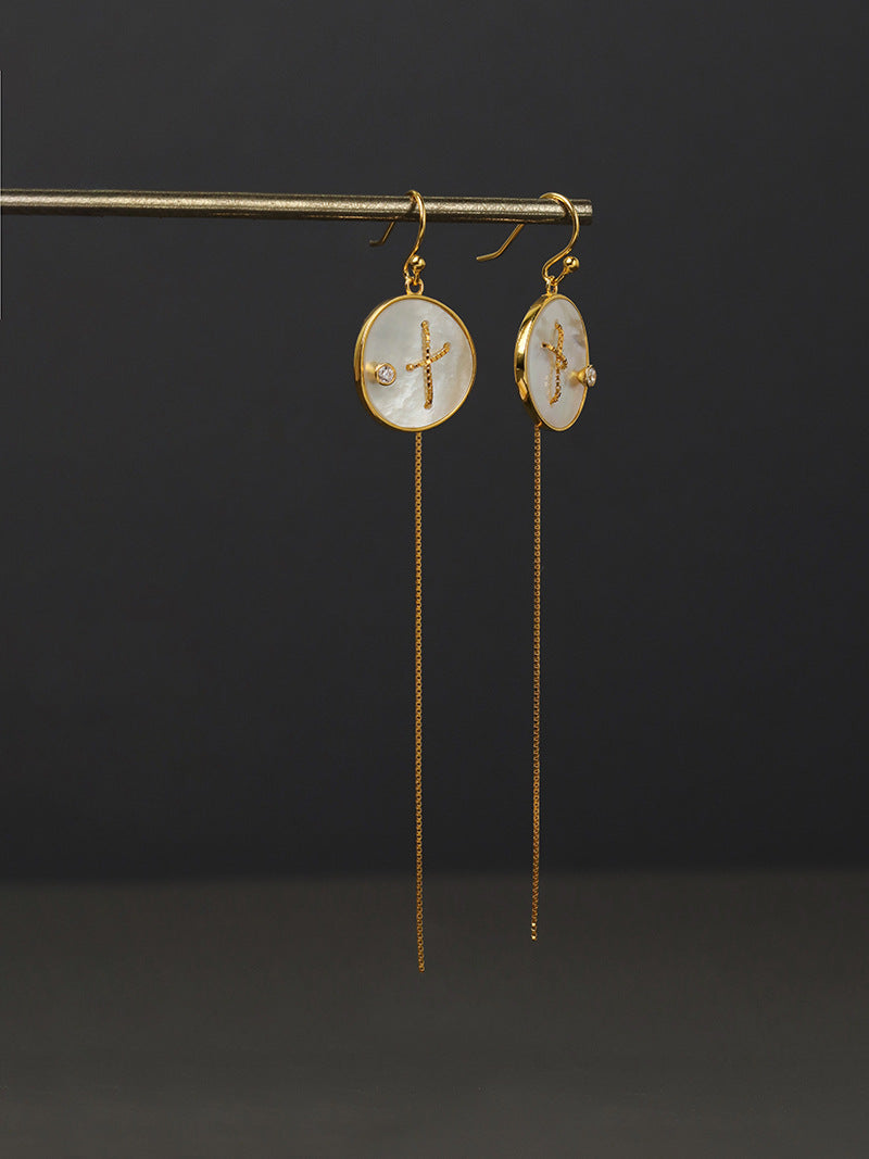 Southern Cross Tassel Earrings Long Tassel Hook White Shell Earrings DIY Design Gift for her
