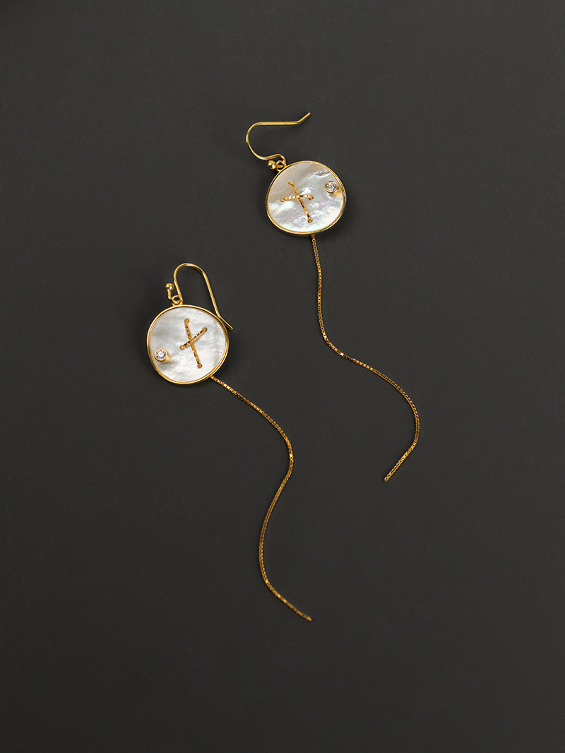 Southern Cross Tassel Earrings Long Tassel Hook White Shell Earrings DIY Design Gift for her