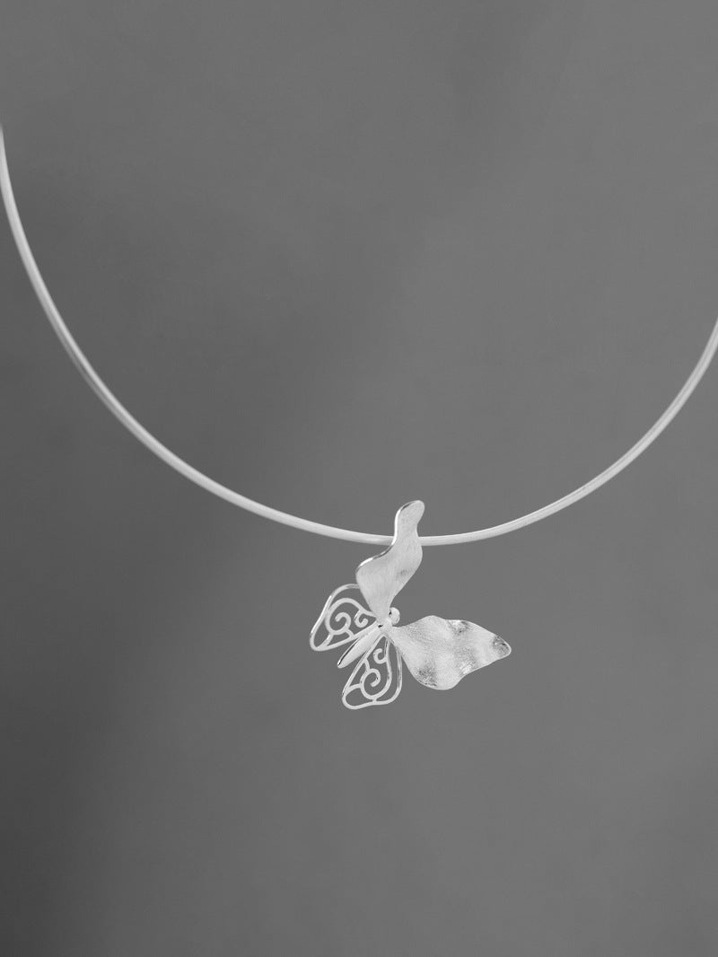 Round Choker Nekclace-Sterling Silver Choker Chain-Circle Collar-15 inches Chain-Gift for her